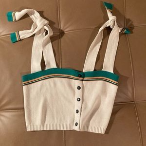 Intimately by Free People sweetheart neckline bustier crop top; tie straps, knit